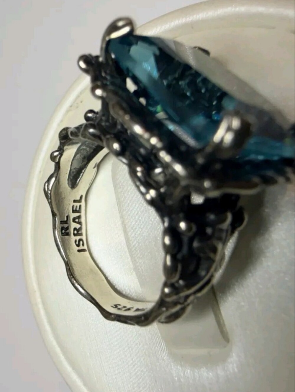 Regina Lane Israel Sterling Silver Blue Stone Ring Sz: 7 - Picture 5 of 6